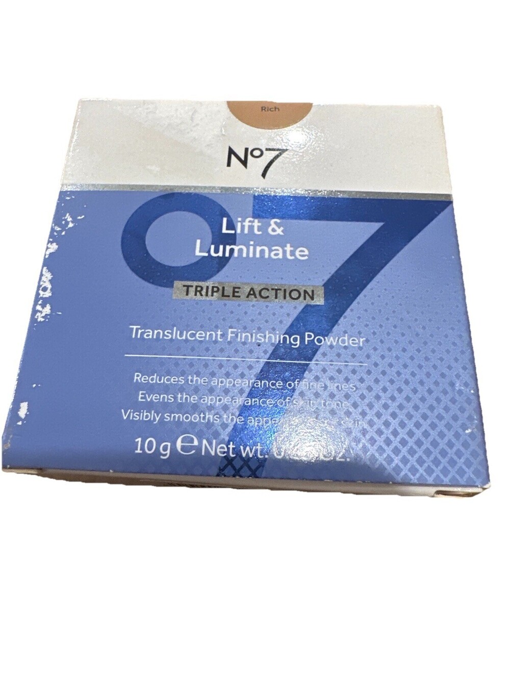 No7 Lift & Luminate Triple Action Finishing Powder Rich 10g NEW
